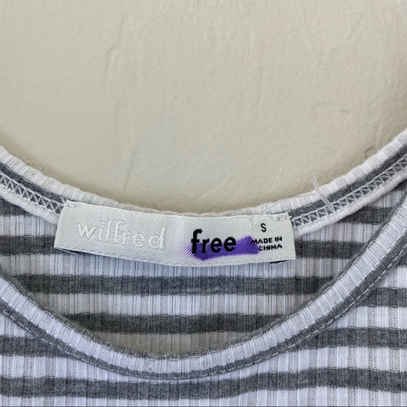 Wilfred Free Size Small Grey White Striped Scoop Neck Thong Body Suit Top - Picture 5 of 8